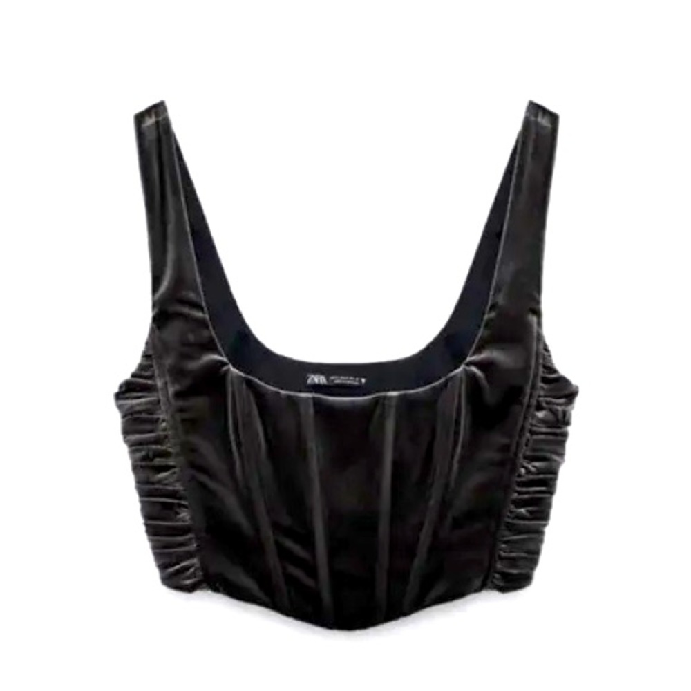 Zara bustier velvet crop top